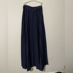 VINTAGE NAVY PLEATED HI WAISTED MAXI SKIRT